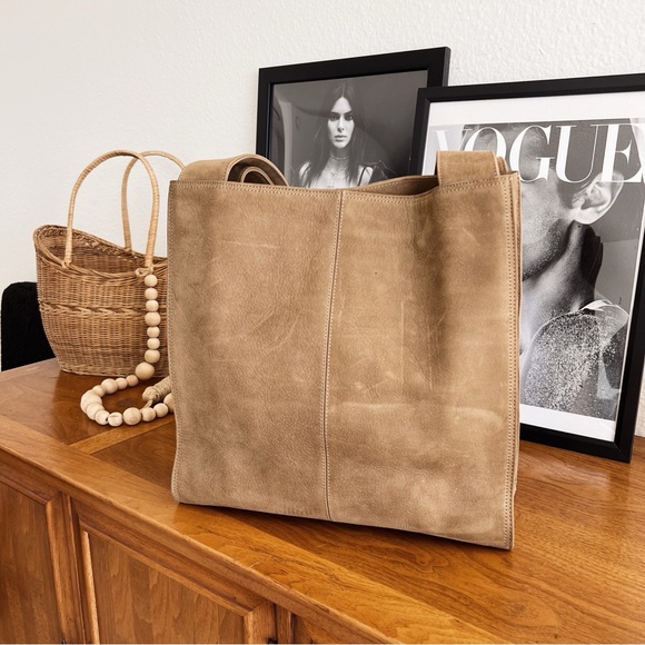 SOLD ❌ GENUINE LEATHER SUEDE LJS SHOULDER TOTE BAG #0312 - Picture 3 of 10